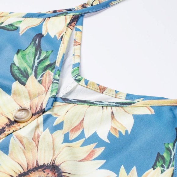 HP! 🎉 Sky Blue Sunflower Buttoned Cami Dress - Picture 5 of 12